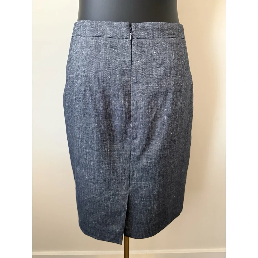 ANN TAYLOR Women's 8P Linen Blend Blue Chambray Belted Skirt Lined Petite NWOT - Picture 9 of 16
